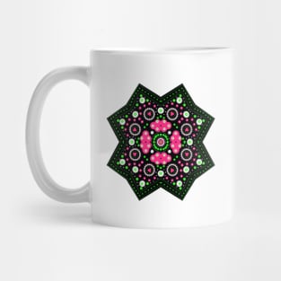 Eight-Pointed Mandala Green-Pink-White Mug